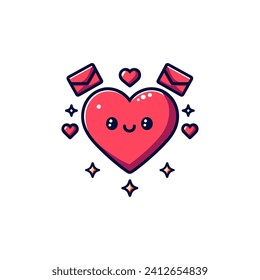 Cute Mascot of Heart with letter