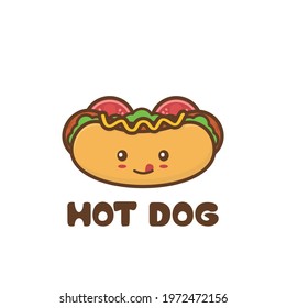 Cute mascot hotdog character. cartoon vector isolated on white background