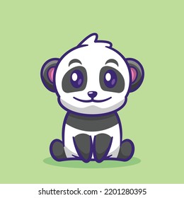 cute mascot icon panda character is sitting