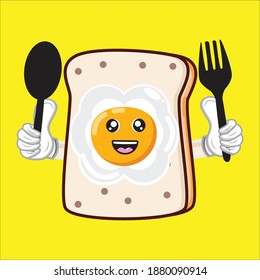cute mascot illustration of egg bread