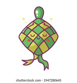 cute mascot ketupats food. vector illustration