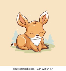 The cute mascot of lazy sleepy deer simple in vector art, Bright colors, deer logo