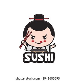 cute mascot logo template for sushi food