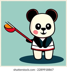 Cute mascot for a panda, flat cartoon vector design for cute animals. Suitable for birthday design, books, cards