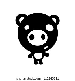 Cute mascot Pig black