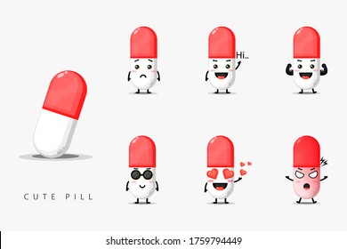 Cute mascot pill set design