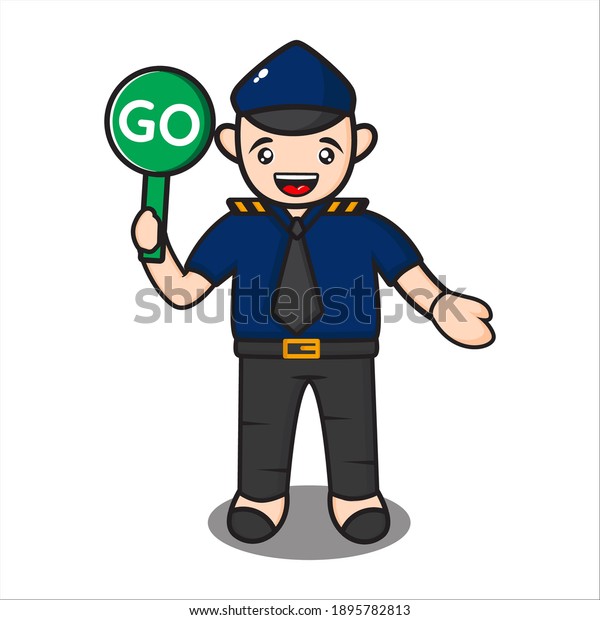 Cute Mascot Police Go Sign Cartoon Stock Vector (Royalty Free ...