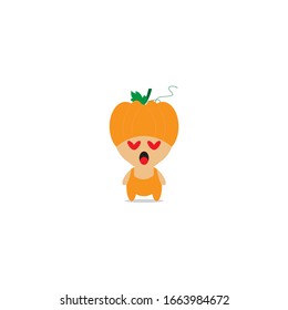 cute mascot pumpkin character vektor design