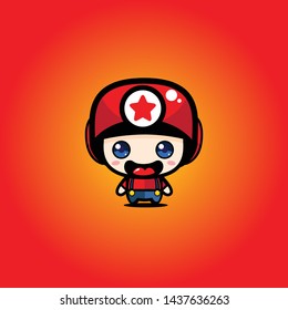 CUTE MASCOT RED DESIGN VECTOR