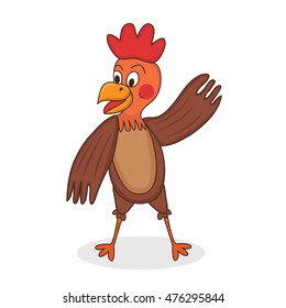 Cute mascot rooster, cock a children's character. Vector illustration
