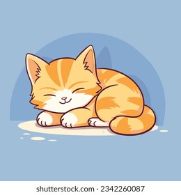 Cute mascot of a sleepy lazy cat vector art, cat logo	
