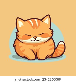 Cute mascot of a sleepy lazy cat vector art, cat logo	