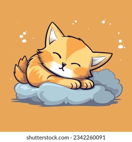Cute mascot of a sleepy lazy cat vector art, cat logo	
