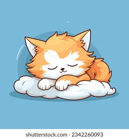 Cute mascot of a sleepy lazy cat vector art, cat logo	