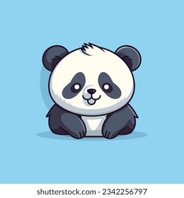 The cute mascot of a sleepy lazy panda with thin black outlines vector art, panda logo