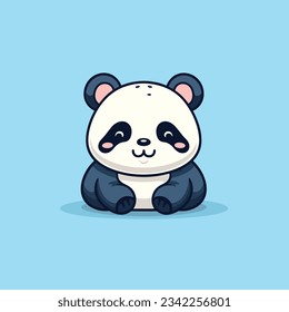 The cute mascot of a sleepy lazy panda with thin black outlines vector art, panda logo
