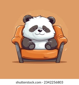 The cute mascot of a sleepy lazy panda with thin black outlines vector art, panda logo