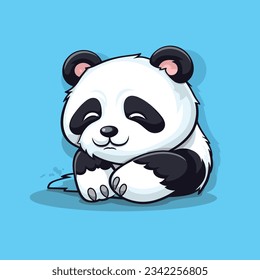 The cute mascot of a sleepy lazy panda with thin black outlines vector art, panda logo