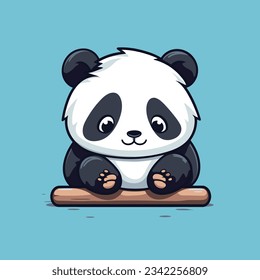 The cute mascot of a sleepy lazy panda with thin black outlines vector art, panda logo