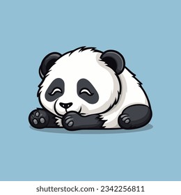 The cute mascot of a sleepy lazy panda with thin black outlines vector art, panda logo