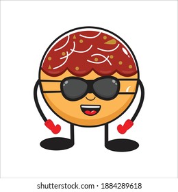 cute mascot takoyaki wearing glasses vector design eps 10