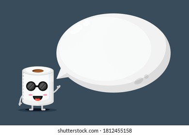 Cute Mascot Toilet Tissue with bubble speech