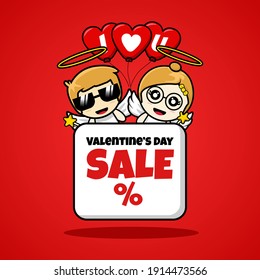 Cute mascot Valentine's day vector illustration valentine;s day sale men women love mascot