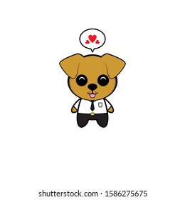 Cute Mascot Vector Design - Dog Businessman with Tongue