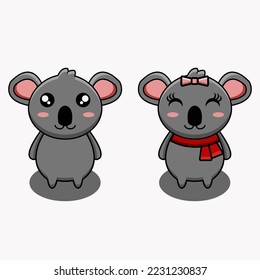 linda mascota vectorial ilustración de un koala con un par