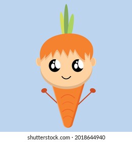 Cute Mascot Vegetable Carrot Much Fun Design