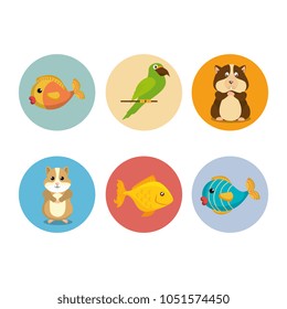 cute mascots pet shop icons