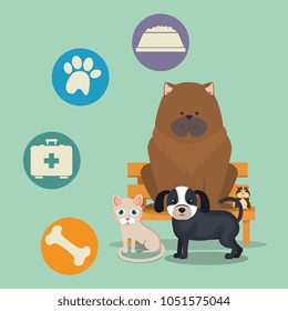 cute mascots pet shop icons