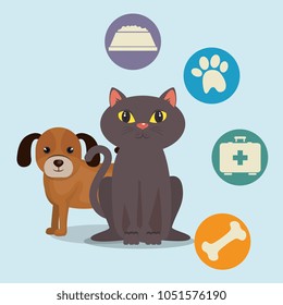cute mascots pet shop icons
