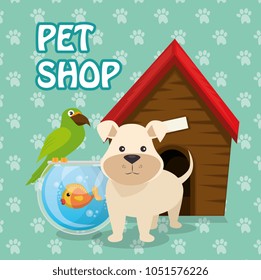 cute mascots pet shop icons