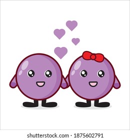 cute mascots of wine fall in love with each other