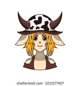 cute mascots.cowgirl themed cartoon characters.fantasy comic fairytale characters.kawaii stickers.t-shirt screen printing design.gamer avatar. isolated.
