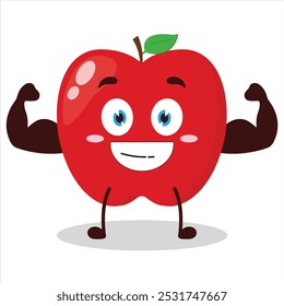 cute masculine healthy athlete expression of red apple cartoon character