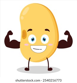 cute masculine healthy athlete expression of soy bean character