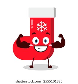 cute masculine healthy athlete expression of Christmas sock cartoon character