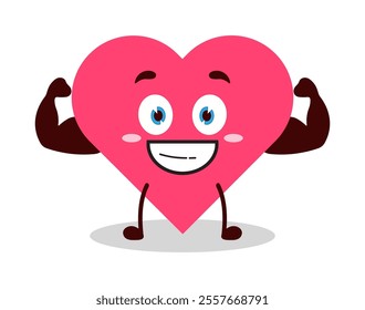 cute masculine healthy athlete expression of heart cartoon character