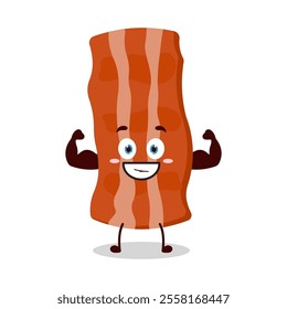 cute masculine healthy athlete expression of bacon cartoon character
