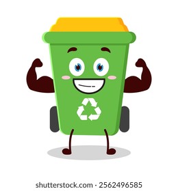 cute masculine healthy athlete expression of trash bin cartoon character
