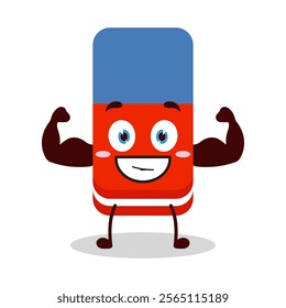 cute masculine healthy athlete expression of eraser cartoon character
