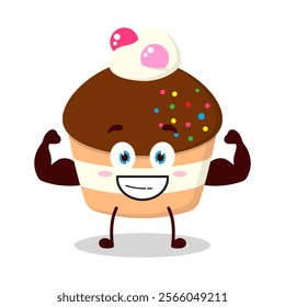 cute masculine healthy athlete expression of muffin character
