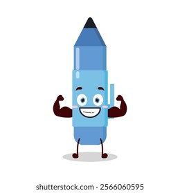 cute masculine healthy athlete expression of blue pen cartoon character
