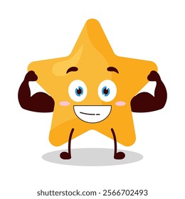 cute masculine healthy athlete expression of star cartoon character
