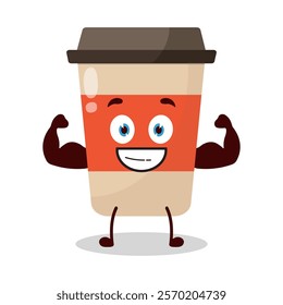 cute masculine healthy athlete expression of coffee cup cartoon character
