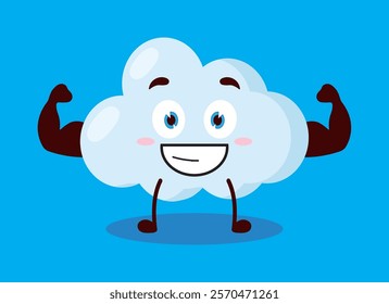 cute masculine healthy athlete expression of cloud cartoon character
