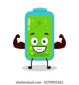 cute masculine healthy athlete expression of full battery cartoon character
