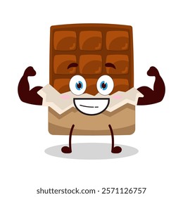 cute masculine healthy athlete expression of bite chocolate bar character
